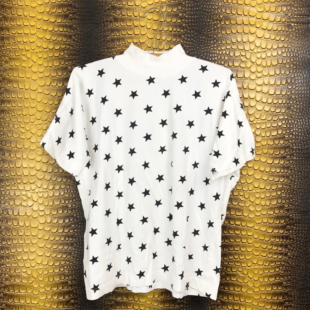 Vintage 1980 Mock Turtleneck Star Graphic Shirt